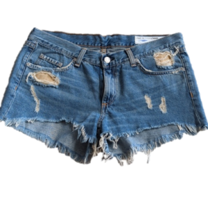 Rag & Bone Lighter Wash Distressed Frayed Winnie Jean Shorts Size 27 Waist 33 In